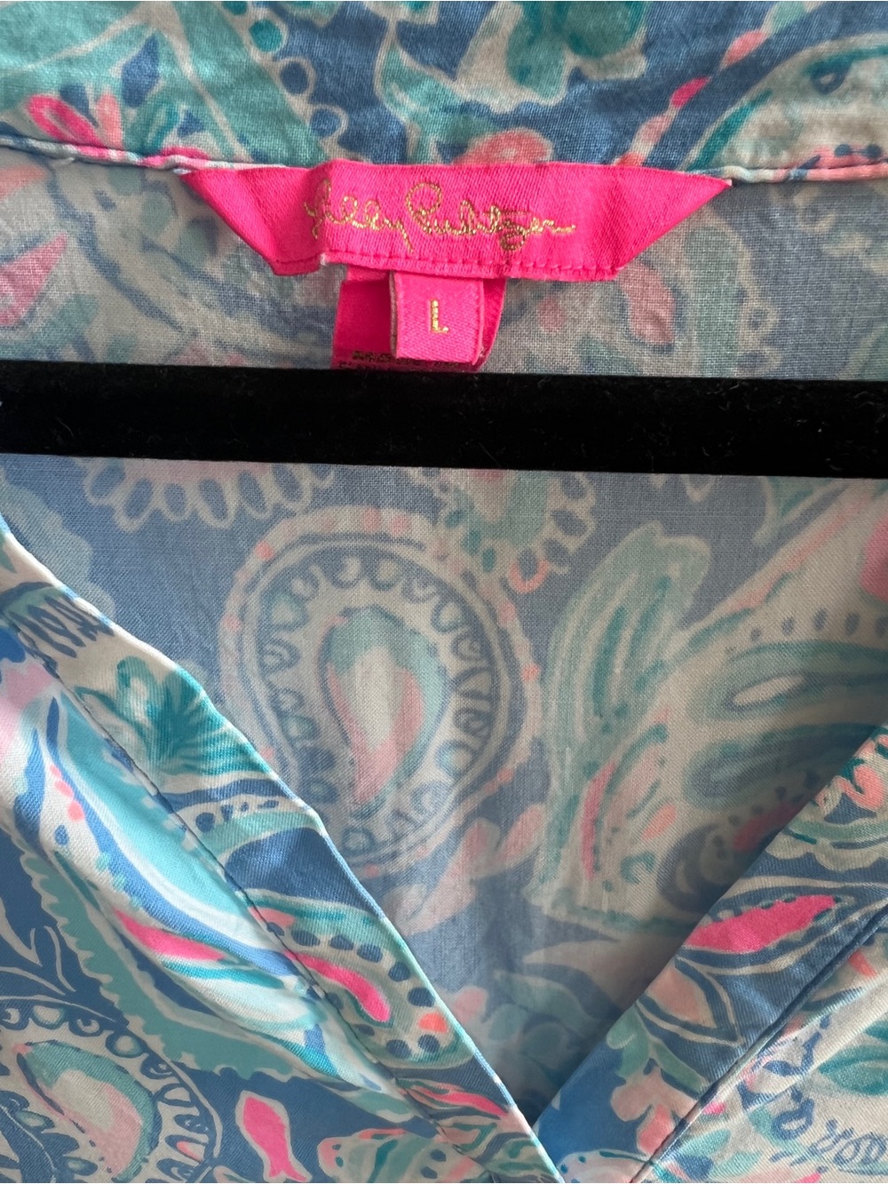 Lilly Pulitzer Charlee Tunic Dress Zanzibar Blue Fish Kiss L paisley - Picture 2 of 6